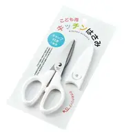 asdfkitty*日本ECHO 白色安全廚房剪刀/食物剪刀-附刀套-好攜帶-剪幼兒食物.戴牙套.假牙必備-日本正版