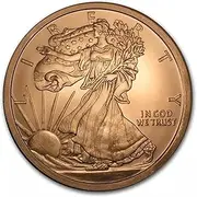 Katy Craig 5oz .999 Walking Liberty Fine Copper Round with Capsule Size XL (64mm) Large