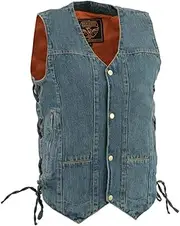 Milwaukee Leather Men's Denim 10 Pocket Vest with 6 Inside Patch Pocket