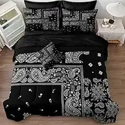 Dreamwaka Paisley Comforter Queen Black Bed in a Bag 8 Pcs Bohemian Floral Home Decor with 1 Cushion Cover Soft and Lightweight