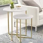 Set of 2 Modern Round Stacking Coffee Side Tables Bedside Nightstan Metal Frame