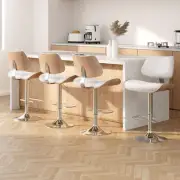 4x White Bar Stools Kitchen Dining Chairs Adjustable Height Gas Lift PU Le -WHX4