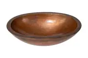 Mexican Craft Hammered Bronze Copper Bathroom Sink: 19x14" Oval Vessel, 18 Gauge