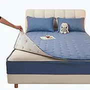 Quilted Mattress Covers Double Bed Zipped, Microfiber Quilted Bed Sheet King/Single/Small Double Size Bed,12-35cm Extra Deep Mattress Protector Cover(Blue,135x190+25cm)