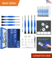 Eyeglass Repair Kit - Precision Screwdrivers - Compact Screw Box with Nose Pads