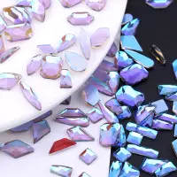 在飛比找蝦皮購物優惠-美甲飾品50顆美甲水鑽 異形鑽極光鑽 魅影紫指甲鑽平底鑽 D