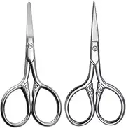 OFFIGAM 2Pcs Facial Hair Scissors Ergonomic Eyebrow Scissors for Women Men Precision Trimming Scissors for Eyebrows Beard Compact Stylish Grooming Tools