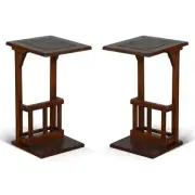 Home Square 12.5" Traditional Wood Sofa Mate Table in Dark Chocolate - Set of 2