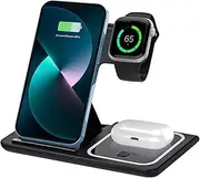 [Airelax] 3-in-1 Wireless Charger Apple Watch Charger, Foldable Wireless Charging Station, Fast Mobile Phone Chargers, Compatible Wireless Phone Charger for iPhone 12-16, Airpods Pro/4/3/2, Apple Watch