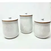 Drew Derose 3 Piece White Embossed Paisley Design Canister Set