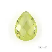 2PC Cubic Zirconia Flat Drop Briolette Beads 12x16mm Peridot Green #64534