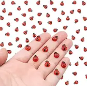100PCS Mini Ladybug Decor for Dollhouse Resin Tiny Ladybugs for Crafts Micro Miniature Ladybug for Fairy Garden Dollhouse Micro Landscaping Decoration