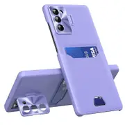 PU Leather+PC Phone Case for Samsung Galaxy S23 Card Holder Metal Lens Frame Kickstand Cover