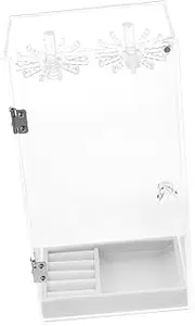 [RYEPOLNIX] 24 Transparent Jewelry Hanger Rotating Display Stand Necklace Organizer Earring Hanger Clear Jewelry Organizer Jewelry Rack Bracelets The Chain Acrylic To Rotate Desktop/293/229