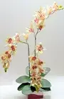 CYMBIDIUM ORCHIDS AND LEAVES - DECO WIRE SUPPORTS - CERAMIC VASE – 68cm H