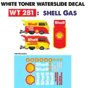 WT281 White Toner Waterslide Decals SHELL_GAS For Custom 1:64 Diecast
