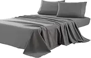 Kingnex Oversized King Flat Sheet 132x110 for Extra Wide King or California King Size Bed Durable Soft Double Brushed 1800 Microfiber Top Sheet Only Grey