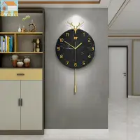 在飛比找樂天市場購物網優惠-北歐輕奢掛鐘 時尚簡約鐘錶 創意個性壁鐘 裝飾牆鐘 鹿頭時鐘
