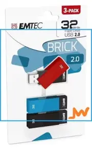 Emtec Brick 32GB USB Drive 2.0 3 Pack Multi