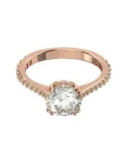 [Swarovski] Stilla Cocktail Ring Round Cut Pave Rose Gold-Tone Plated in White