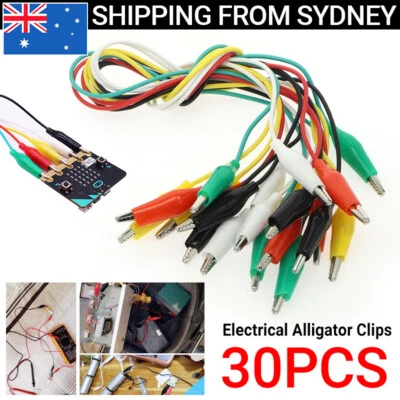 30PCS Electrical Alligator Clips Test lead Jumper Wire Crocodile Cable Wire AU