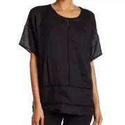 Vince Black Pintuck Eyelet Blouse Top oversized Small NWT $265