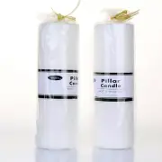 12 x White Unscented Pillar Candles 7.5 x 20cm Box of Wholesale Bulk