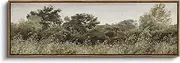 [InSimSea] Extra Large Framed Vintage Wall Art, Living Room Country Farmhouse Decor, Grassland Landscape Paintings, Canvas Prints, Retro Scenery Long Picture for Bedroom Above of Bed,12x36inch