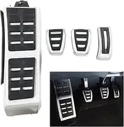3Pcs/Set LHD Stainless Steel Car Foot Rest Clutch Pedals Brake Gas Pedals Cover Compatible For Audi A4 A5 A6 A7 A8 Q3 Q5