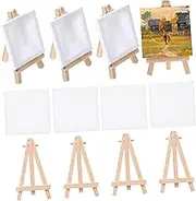 12 Sets Oil Easel Canvas Boards for Painting Mini Stretched Artist Canvas Easels for Painting Mini Canvas for Painting Small Stretched Canvas Wooden White