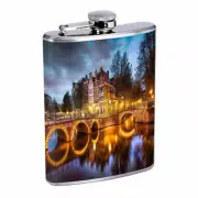 Amsterdam The Netherlands D1 Flask 8oz Stainless Steel Hip Drinking Whiskey