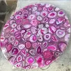 Pink Agate Coffee Table Top, Agate Stone Round Table Top Christmas Gifts Decors