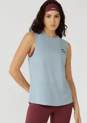 [Lorna Jane] Lotus Muscle Tank Top in Blue, Size - Medium M Light Glacier Blue
