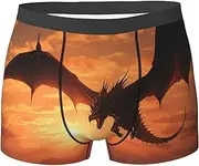 [QMNEHJ] Sea Sunset Flying Dragon Men's Boxer Briefs Breathable Stretch Underwear Moisture-Wicking Trunks for Men