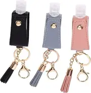 WEKADRIN 3Pcs Portable Empty Travel Lotion Bottles with Key Chain Holder Leakproof Containers for Hand Shampoo and Toiletries
