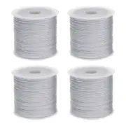 4 Rolls Nylon String Cord 45 Yards 0.8mm Nylon Cord Beading, Silver Gray