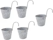 FONDOTIN 5pcs Vintage Hanging Flowerpot Detachable Iron Planter with Hooks for Garden Decor Retro Style Flowerpot for Home and DIY Projects
