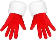 [Generic] Red and White Christmas Gloves,Red Short Gloves with White Furry Cuff - Cosplay Stretch Mittens for Women Girls, Christmas Costume Gloves for Party