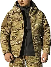 [JEShifangjiusu] Men's Lightweight Breathable Waterproof Jacket Soft Shell Outerwear Outdoor Camouflage Hooded Coat