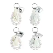 Korea Plush Animal Bear Keychain Pearl Beaded Phone Charm Strap Pendant Bracelet
