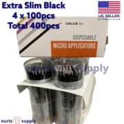 4x100pcs Extra Slim Black Dental Microbrush Applicators Tips High Quality
