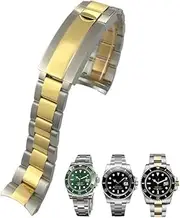[FKMBD] 20mm 21mm 316L Stainless Steel Watchband Fit for Rolex Submariner GMT Silver Metal Watch Strap Slide Lock Buckle