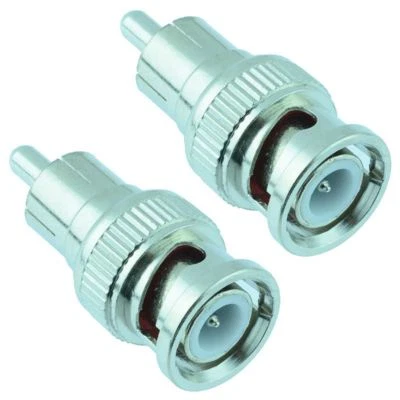 2 x BNC Male to RCA male Phono Plug Adaptor Connector CCTV