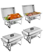 Chafing Dish Buffet Set 4 Pack, 8 QT Food Servers and Warmers Stainless Steel Ch