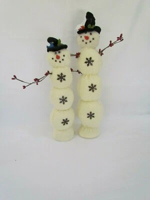 Snowmen Sitters ~ Christmas ~ Snowman 2pc set Tender Heart Treasure NEW posable