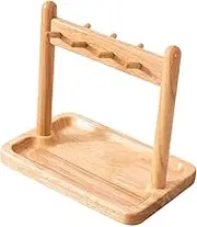 Folpus Desktop Key Holder Storage Tray Nordic Practical Wooden Key Rack with Hooks for Entrance Home Countertop Tabletop Decoration, Wood
