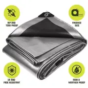 CORE TARPS 8-Mil Heavy Duty Polyethylene Tarp Waterproof 20' x 40' Silver/Black