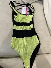 Supre Black & Green Bodysuit L Freepost D78