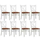 Lupin Dining Chair Set of 8 Crossback Solid Rubber Wood Furniture White Oak Diva