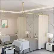 Beauty Salon L-Shaped Partition Curtain, Hanging Fitting Room Curtain Rod Stand, Privacy Partition Curtains Rod For Living Room Closet(Beige)